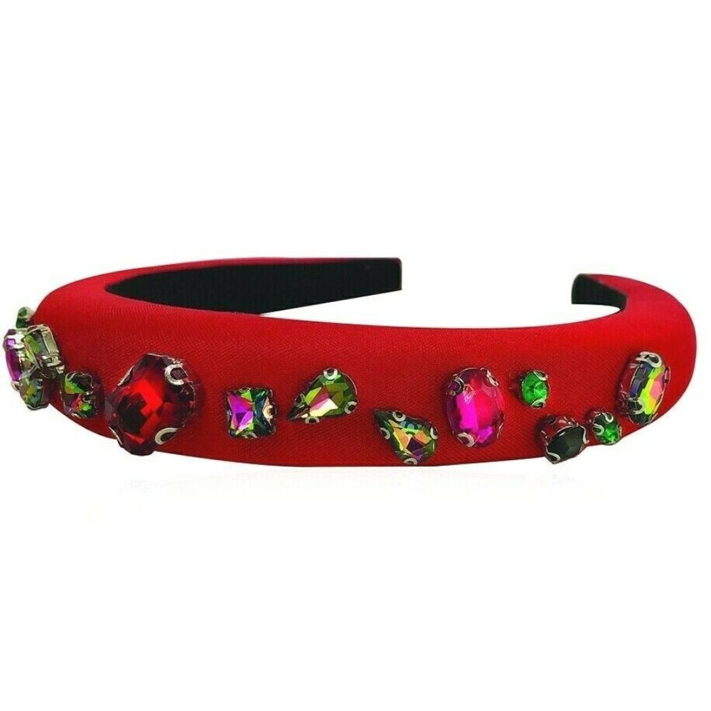 ZAXIE BY STEFANIE TAYLOR  Padded Jewel Headband in RED | MSRP $48 | NEW